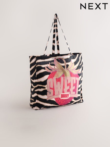 Animal Zebra Print 100% Cotton Lightweight Shopper Bag (W53274) | £10