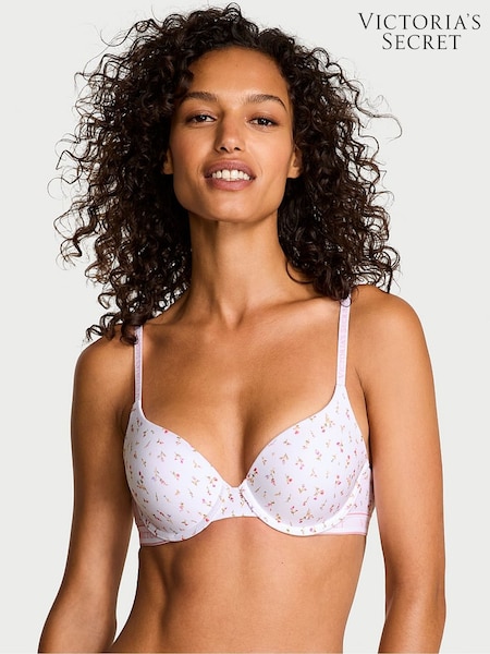 Victoria's Secret White Ditsy Full Cup Push Up Cotton Logo Bra (W53301) | £35