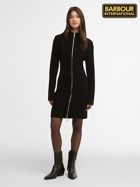Barbour® International Black Mini Reagan Knitted Dress (W53382) | £129