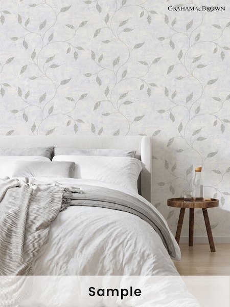 Graham & Brown Silver Boutique Ornamental Leaf A4 Wallpaper Sample (W53408) | £1