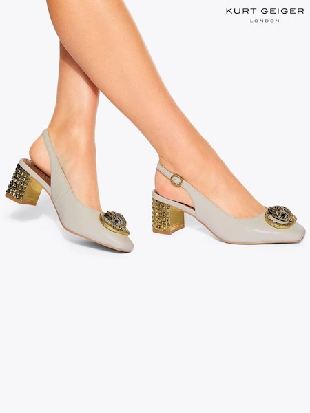 Kurt Geiger London Cream Chelsea Block Slingback Shoes (W53424) | £189