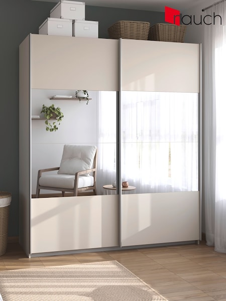 Rauch Champagne Cameron Wood and Centre Mirror 1.8m Sliding Semi Fitted Wardrobe (W53462) | £667