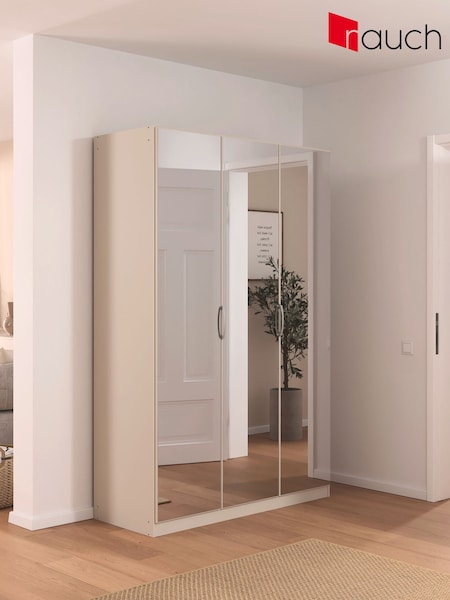 Rauch Champagne Cameron Mirror Semi Fitted Triple Wardrobe (W53464) | £648