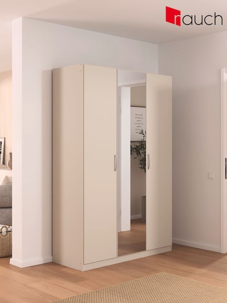 Rauch Champagne Cameron Wood and Mirror Semi Fitted Triple Wardrobe (W53465) | £560
