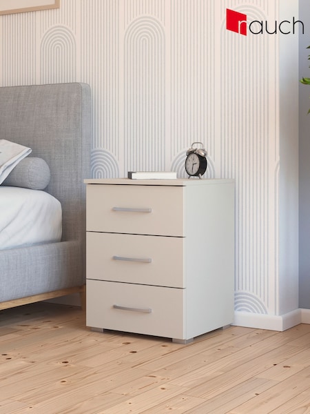 Rauch Champagne Cameron 3 Drawer Bedside Table (W53469) | £185