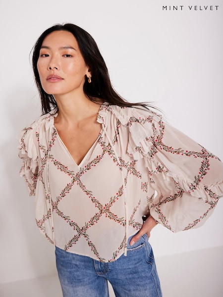 Mint Velvet Natural Floral Print Blouse (W53473) | £89
