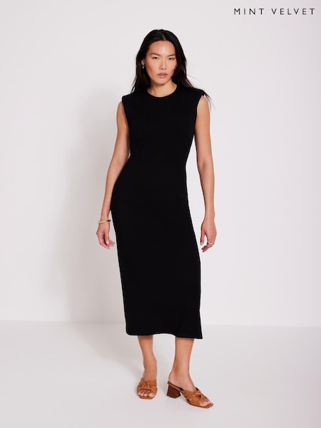 Mint Velvet Black Structured Midi Dress (W53490) | £89