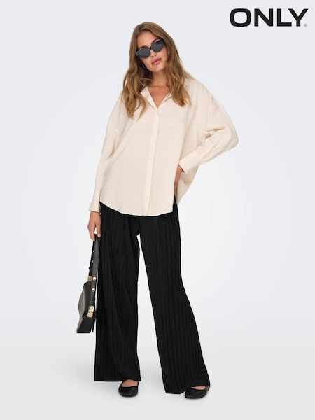 ONLY Black Plisse Wide Leg Trousers (W53514) | £32