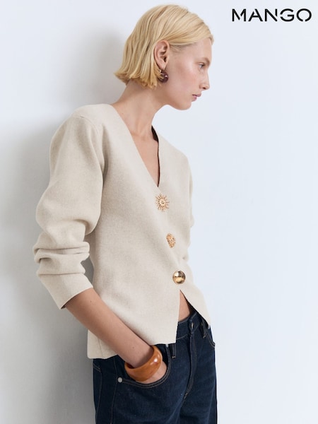 Mango Brown Button Detail Smart Cardigan (W53568) | £50