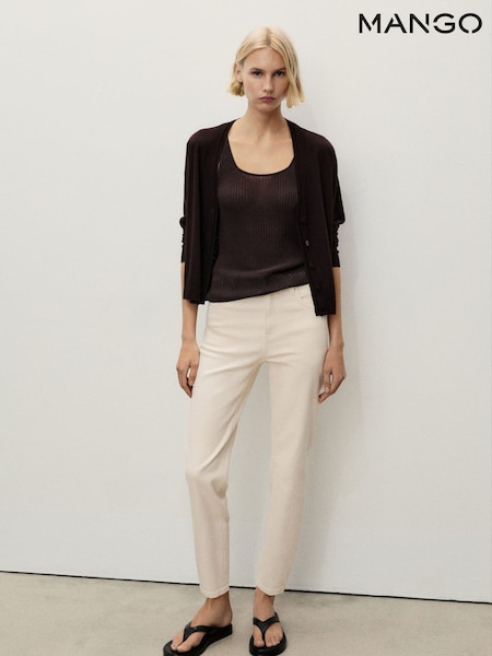 Mango Cream Mom Fit Slim Leg Jeans (W53579) | £40