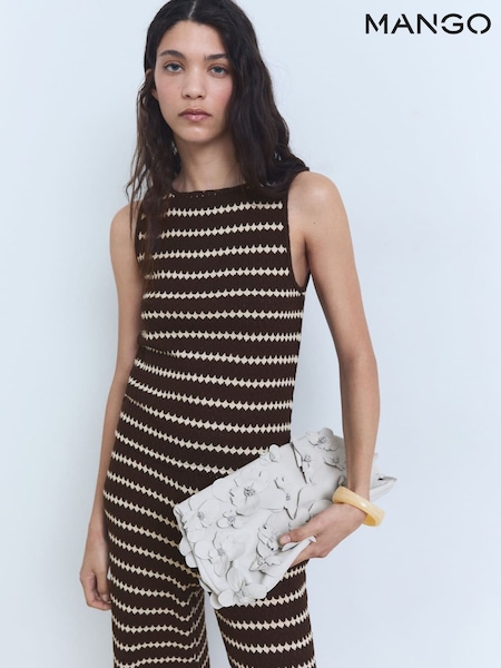 Mango Brown Knitted Stripe Top (W53580) | £24