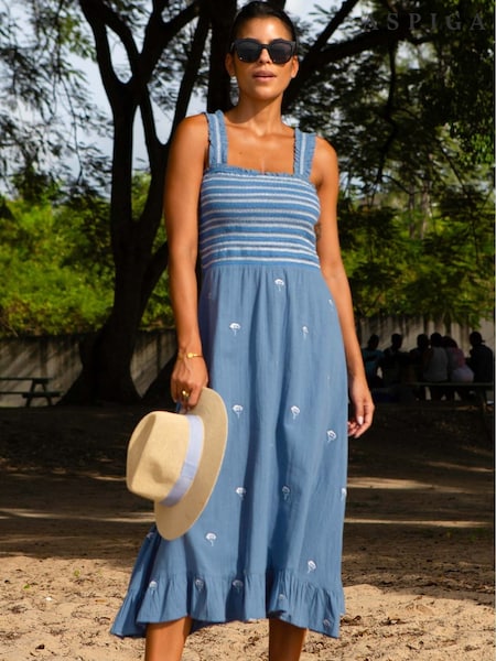 Aspiga Blue Rihanna Embroidered Dress (W53595) | £140