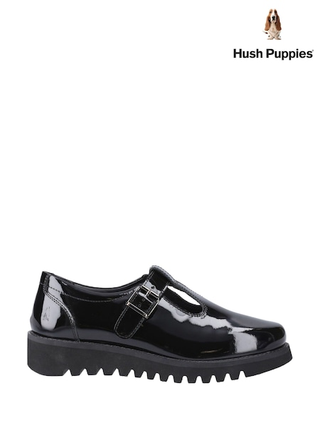 Hush Puppies Senior Florrie T-Bar Patent Black Shoes (W53616) | £54