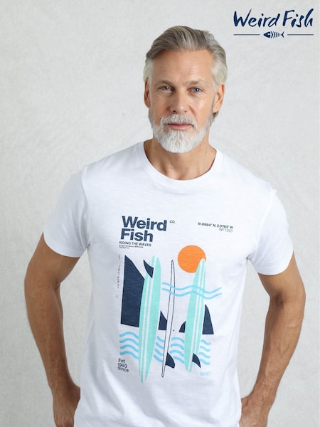 Weird Fish White Coordinates Front Print Graphic T-Shirt (W53880) | £28