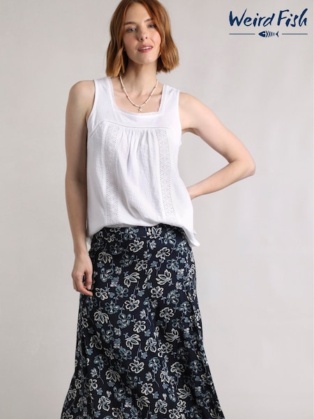 Weird Fish Black Tiya Printed Midi Skirt (W53890) | £45
