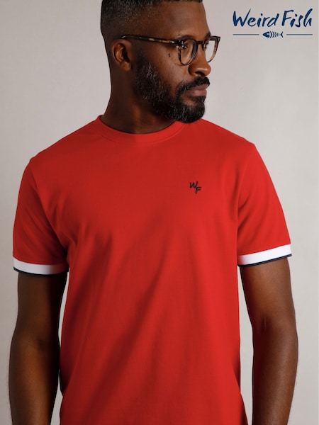 Weird Fish Red Danville Pique 100% Cotton T-Shirt (W53896) | £30