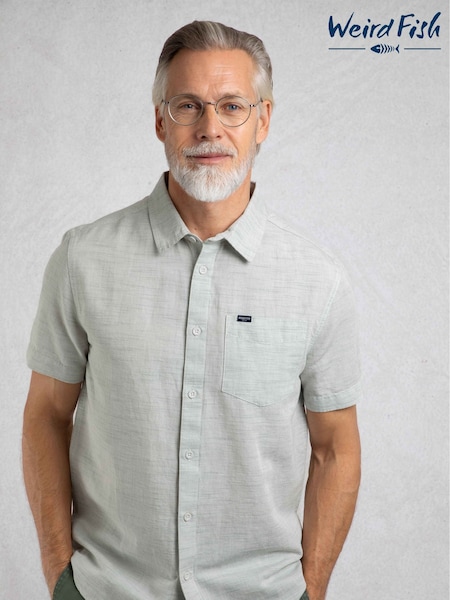 Weird Fish Grey Washton Short Sleeve Shirt (W53900) | £45