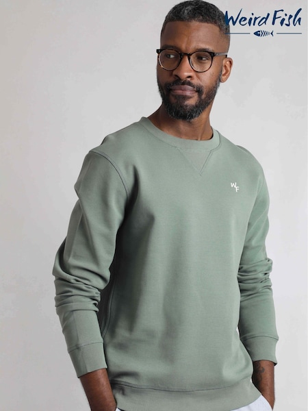 Weird Fish Green Carlise Crew Neck 100% Cotton Sweatshirt (W53905) | £50