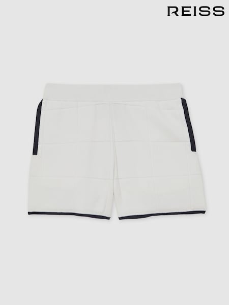 Reiss White/Navy Barbor 9-12 yrs Tipped Knit Stitch-Detail Shorts (W53933) | £46