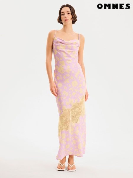 Omnes Purple Amber Floral Strappy Lace Dress (W53943) | £89