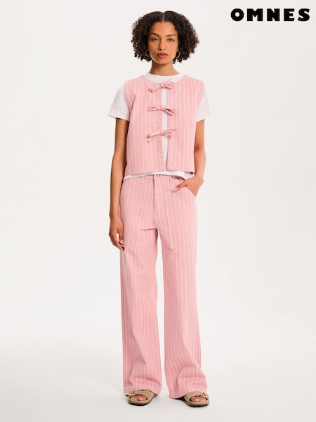 Omnes Pink Sloan 100% Cotton Denim Vest in Pinstripe (W53960) | £45