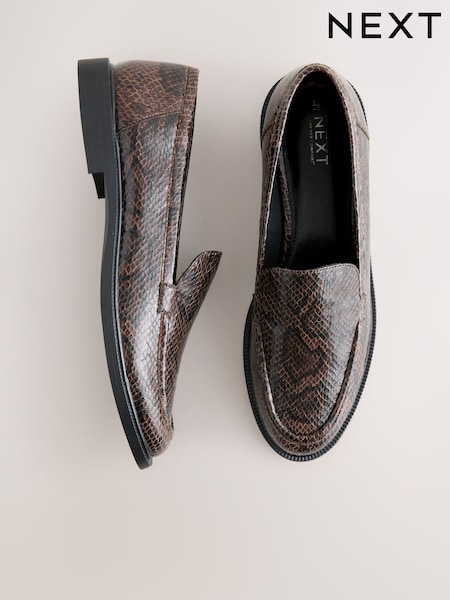 Chocolate Snake Print Forever Comfort® Round Toe Penny Loafers (W53997) | £34