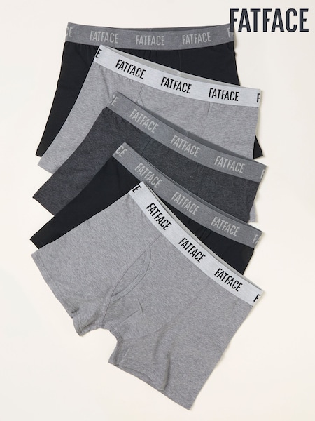 FatFace Grey 5 Pairs of Plain Boxers (W54016) | £40