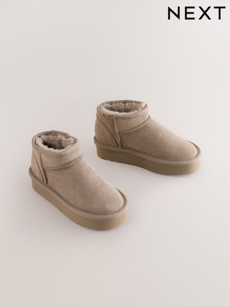 Mink Wide Fit (G) Flatform Mini Warm Lined Water Repellent Suede Pull-On Boots (W54018) | £26 - £33