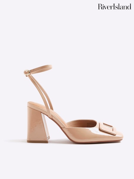 River Island Natural Block Heel Square Toe Shoes (W54032) | £42