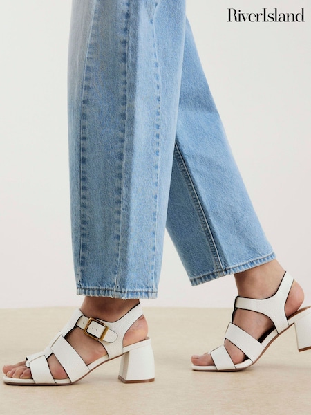 River Island White Fisherman Block Heel Sandals (W54054) | £36