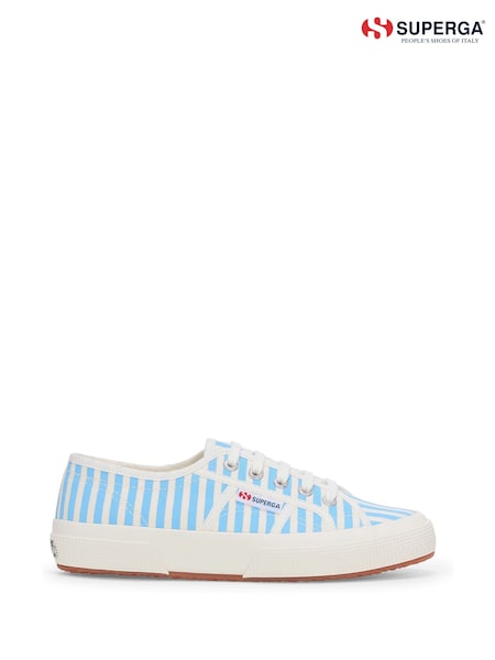 Superga 2750 Stripes Print Canvas White Trainers (W54071) | £75