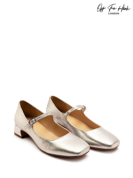 Off The Hook Silver Piccadilly Square Toe Mary Jane Ballet Shoes (W54114) | £44