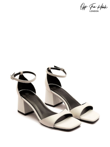 Off The Hook Natural Knightsbridge Leather Block Heel Ankle Strap Sandals (W54117) | £42