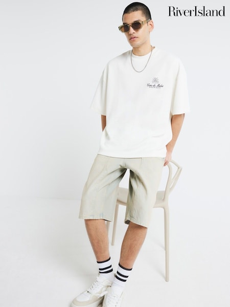 River Island White Textured Casa Patch T-Shirt (W54120) | £29