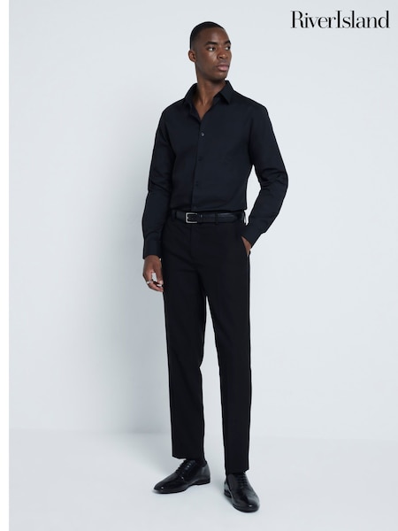River Island Black Slim Fit Shirt (W54123) | £22