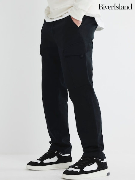 River Island Black Cargo Trousers (W54133) | £40