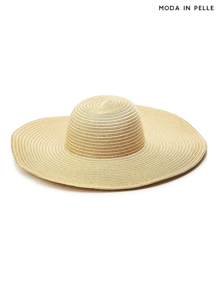 Moda in Pelle Natural Verona Wide Brim Striped Floppy Hat (W54216) | £29