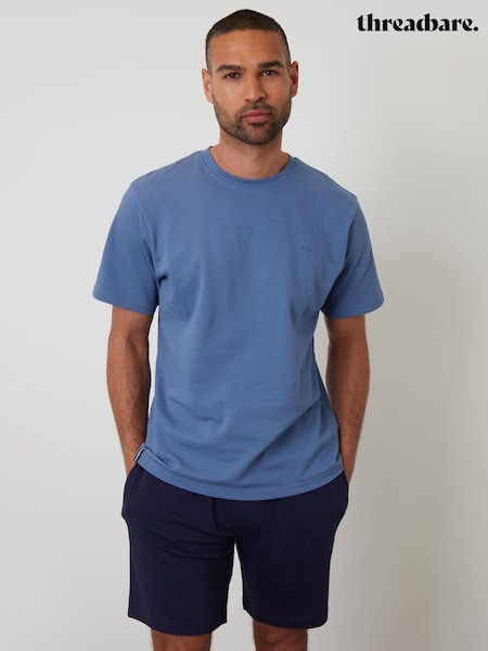 Threadbare Blue Popcorn Textured Shortie 100% Cotton Pyjamas Set (W54247) | £20