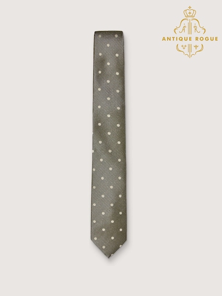 Antique Rogue Green Polka Dot Tie (W54300) | £20