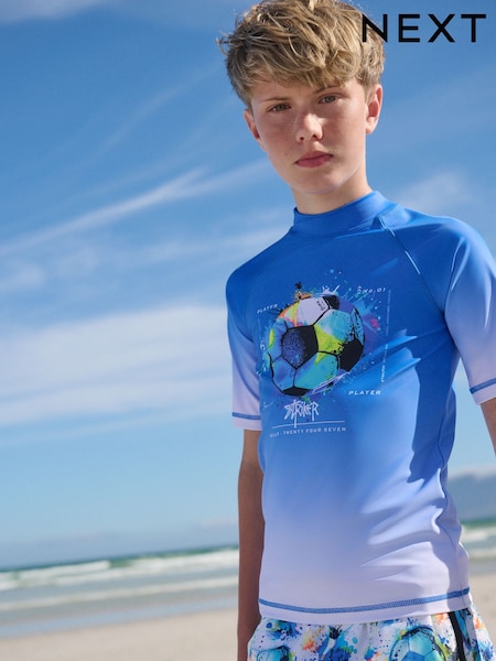 Cobalt Blue Football Short Sleeve Rash Vest (1.5-16yrs) (W54478) | £10 - £18