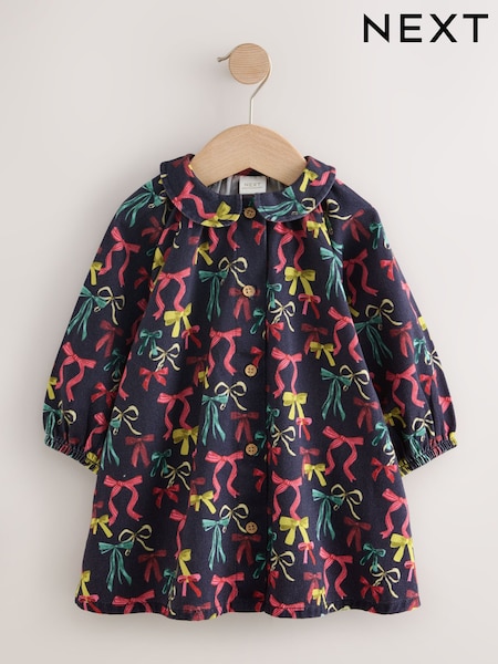 Navy Bow Print Print Shirt Dress (3mths-8yrs) (W54481) | £15 - £18