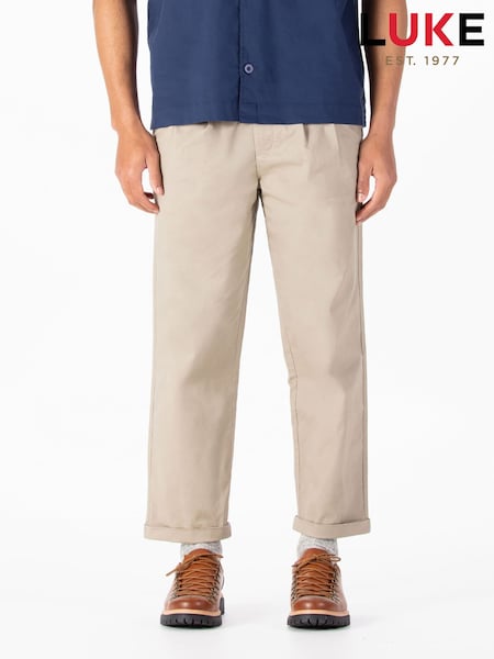 Luke 1977 Crantock Sand Chino Brown Trousers (W54512) | £49