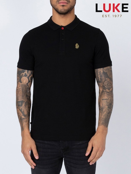 Luke 1977 Williams 100% Cotton Black Polo Shirt (W54513) | £39