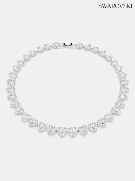 Swarovski White Tennis Necklace with Mixed Cuts Heart Rhodium Plated (W54622) | £250
