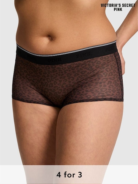 Victoria's Secret PINK Leopard Brown Boyshort Logo Knickers (W54711) | £9