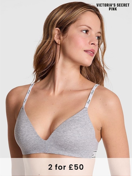 Victoria's Secret PINK Medium Heather Grey Lightly Lined Non Wired Bra (W54713) | £29