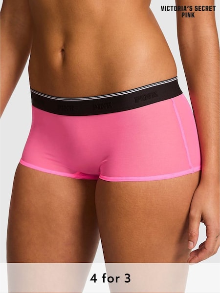 Victoria's Secret PINK Radiant Rose Pink Boyshort Logo Knickers (W54732) | £9