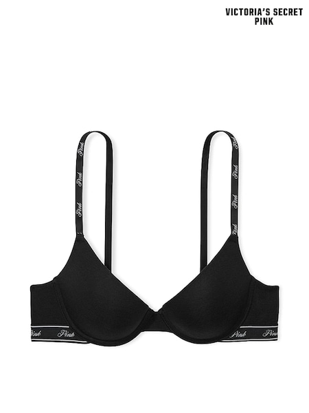Victoria's Secret PINK Black Push Up Cotton Blend Logo Bra (W54763) | £29