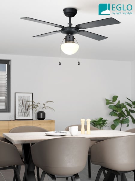 Eglo Black Fortaleza Wooden Ceiling Fan (W54979) | £130