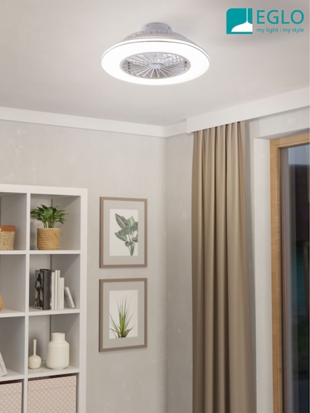 Eglo White Silver Lovisca Ceiling Fan With Light (W54980) | £150